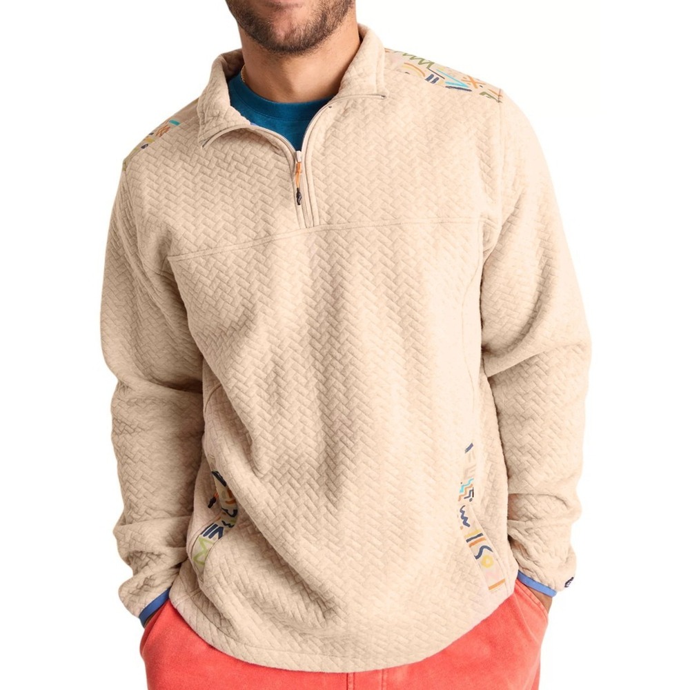 Chubbies Back to Basic Quilted 1/4 Zip Sweatshirt Jacket Top Sand NEW $80 XXL